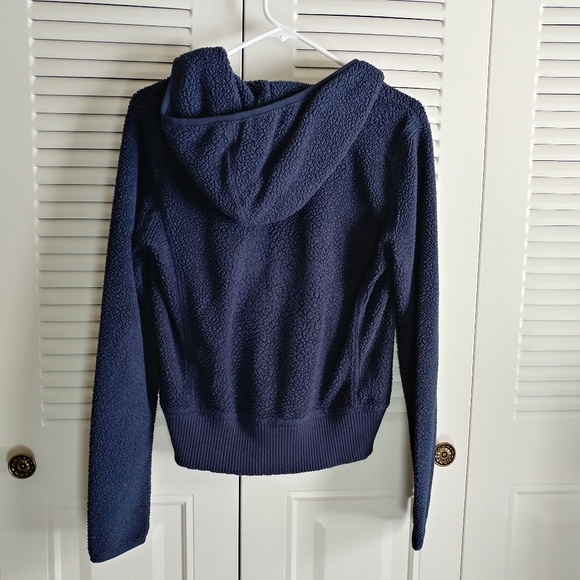 Navy Shearling Hoodie - Picture 2 of 3